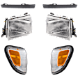 6-Piece Kit Driver and Passenger Side Halogen Headlight, Includes (2) Bumper Filler, (2) Corner Light, and (2) Headlight