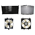 4-Piece Kit A/C Condenser, Includes (1) A/C Condenser, (2) Cooling Fan Assembly and (1) Radiator