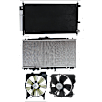 4-Piece Kit A/C Condenser, 2.3L, 4Cyl, Includes (1) A/C Condenser, (2) Cooling Fan Assembly and (1) Radiator
