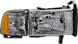 1996 Dodge Ram 1500 - 3-Piece Kit Grille, Chrome Shell with Painted Silver Insert, Standard Cab Pickup,  Includes (1) Grille Assembly and (2) Headlight