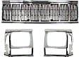 1996 Jeep Cherokee - 3-Piece Kit Grille, Chrome Shell with Painted Black Insert, Mid-Size,  Includes (1) Grille Assembly and (2) Headlight Door