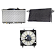 3-Piece Kit A/C Condenser, 2.0L, 4Cyl, Includes (1) A/C Condenser, (1) Cooling Fan Assembly and (1) Radiator