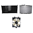 3-Piece Kit A/C Condenser, Includes (1) A/C Condenser, (1) Cooling Fan Assembly and (1) Radiator