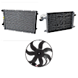 3-Piece Kit A/C Condenser, 2.0L, 4Cyl, Includes (1) A/C Condenser, (1) Cooling Fan Assembly and (1) Radiator