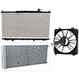 3-Piece Kit A/C Condenser, 3.5L, 6Cyl, Includes (1) A/C Condenser, (1) Cooling Fan Assembly and (1) Radiator