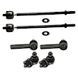 6-Piece Kit Front, Driver and Passenger Side Suspension Kit, Includes (2) Ball Joint and (4) Tie Rod End