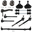 12-Piece Kit Front Suspension Kit, Includes (4) Ball Joint, (1) Center Link, (1) Idler Arm, (2) Sway Bar Link, and (4) Tie Rod End