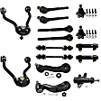 15-Piece Kit Front Suspension Kit, Includes (1) Idler Arm Bracket, (1) Idler Arm, (1) Pitman Arm, (2) Control Arm, (2) Sway Bar Link, (2) Ball Joint, (4) Tie Rod End and (2) Tie Rod Adjusting Sleeve