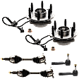 6-Piece Kit Front, Driver and Passenger Side Suspension Kit, AWD/4WD, Includes (2) Axle Assembly, (2) Tie Rod End, and (2) Wheel Hub
