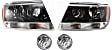 4-Piece Kit Driver and Passenger Side Halogen Headlight, With bulb(s), OE Replacement, Sport Utility, Includes (2) Headlight and (2) Fog Light