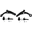 6-Piece Kit Front, Driver and Passenger Side, Lower Control Arm Kit, Includes (2) Ball Joint, (2) Control Arm, and (2) Tie Rod End