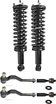 6-Piece Kit Front, Driver and Passenger Side Suspension Kit, Includes (4) Tie Rod End and (2) Shock Absorber and Strut Assembly