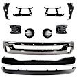 11-Piece Kit, Front Bumper, Chrome, Includes (1) Bumper, (6) Bumper Bracket, (1) Bumper Cover, (2) Fog Light Cover, and (1) Valance