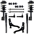 12-Piece Kit Front and Rear, Driver and Passenger Side Shock and Fully Loaded Strut, Includes (2) Control Arm, (2) Sway Bar Link, (4) Tie Rod End and (4) Shock Absorber and Strut Assembly
