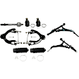 9-Piece Kit Front, Driver and Passenger Side, Upper and Lower Control Arms, Includes (2) Ball Joint, (4) Control Arm, (2) Steering Rack Boot, and (1) Tie Rod End