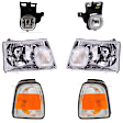 2006 Ford Ranger - 6-Piece Kit Driver and Passenger Side Halogen Headlight, With bulb(s), OE Replacement,  Includes (2) Corner Light, (2) Fog Light, and (2) Headlight
