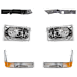 2002-2004 Ford Excursion - 6-Piece Kit Halogen Headlight, Includes (2) Bumper Trim, (2) Corner Light, and (2) Headlight