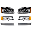 6-Piece Kit Driver and Passenger Side Halogen Headlight, Includes (2) Grille Trim, (2) Headlight, and (2) Turn Signal Light