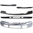 6-Piece Kit, Front Bumper, For Models Without Fender Flare Holes, Chrome, Includes (1) Bumper, (3) Bumper Bracket, (1) Bumper Cover, and (1) Valance
