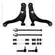 10-Piece Kit Front, Driver and Passenger Side, Lower Control Arms, Includes (2) Control Arm, (4) Sway Bar Link, and (4) Tie Rod End