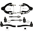 8-Piece Kit Control Arm Includes (2) Ball Joint, (2) Control Arm, and (4) Tie Rod End