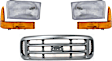 5-Piece Kit Grille Painted Silver, Includes (1) Grille Assembly, (2) Headlight and (2) Corner Light