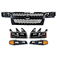 2007 Chevrolet Colorado - 5-Piece Kit Driver and Passenger Side Halogen Headlight, With bulb(s), For Models Without Performance Xtreme Package, OE Replacement,  Includes (2) Corner Light, (1) Grille Assembly, and (2) Headlight