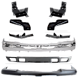 9-Piece Kit, Front Bumper, Chrome, Includes (1) Bumper, (4) Bumper Bracket, (1) Bumper Cover, (2) Bumper Trim, and (1) Valance