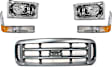 5-Piece Kit Grille Painted Silver, Includes (2) Corner Light, (1) Grille Assembly, and (2) Headlight