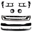 9-Piece Kit Front Bumper, Chrome, Includes (1) Bumper, (4) Bumper Bracket, (1) Bumper Cover, (2) Fog Light Cover, and (1) Valance