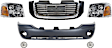 6-Piece Kit SLE Grille Painted Black Shell with Painted Gray Insert, Includes (1) Grille Assembly, (2) Headlight, (1) Bumper Cover and (2) Fog Light