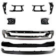 9-Piece Kit, Front Bumper, Chrome, Includes (1) Bumper, (6) Bumper Bracket, (1) Bumper Cover, and (1) Valance