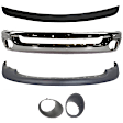 2002 Dodge Ram 1500 - 5-Piece Kit Front Bumper, New Body Style, For Models With Bumper and Upper Fascia, Chrome, Includes (1) Bumper, (1) Bumper Trim, (2) Fog Light Trim, and (1) Valance