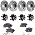4-Wheel Set Front and Rear Wheel Hub, 6 Lugs, With Bearing,, 3.6L, 6Cyl, Includes (2) Brake Pad Set, (4) Wheel Hub and (4) Brake Disc