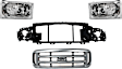 4-Piece Kit Grille Painted Silver, Includes (1) Grille Assembly, (1) Header Panel, and (2) Headlight