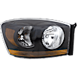 2006-2009 Dodge Ram 2500 - 4-Piece Kit Halogen Headlight, with Black Bezel with Amber Bar, Includes (2) Fog Light and (2) Headlight