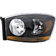 2006-2009 Dodge Ram 2500 - 4-Piece Kit Halogen Headlight, with Black Bezel with Amber Bar, Includes (2) Fog Light and (2) Headlight