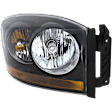2006-2009 Dodge Ram 2500 - 4-Piece Kit Halogen Headlight, with Black Bezel with Amber Bar, Includes (2) Fog Light and (2) Headlight