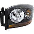 2006-2009 Dodge Ram 2500 - 4-Piece Kit Halogen Headlight, with Black Bezel with Amber Bar, Includes (2) Fog Light and (2) Headlight
