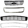4-Piece Kit Grille Trim, Upper and Lower, Chrome, Includes (2) Grille Trim, (1) Bumper Grille and (1) Grille Assembly