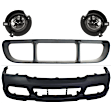 4-Piece Kit Front Primed Bumper Cover, Includes (1) Bumper Cover, (1) Bumper Grille, and (2) Fog Light