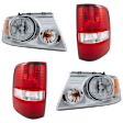 2005 Ford F-150 - 4-Piece Kit Driver and Passenger Side Halogen Headlight, With bulb(s), OE Replacement,  Includes (2) Headlight and (2) Tail Light
