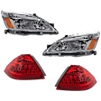 2007 Honda Accord - 4-Piece Kit Driver and Passenger Side Halogen Headlight, With bulb(s), OE Replacement, Sedan,  Includes (2) Headlight and (2) Tail Light