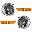 2002 Jeep Liberty - 4-Piece Kit Driver and Passenger Side Halogen Headlight, With bulb(s), OE Replacement,  Includes (2) Headlight and (2) Parking Light