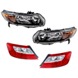 4-Piece Kit, Driver and Passenger Side Halogen Headlight, Without bulb(s), OE Replacement, Includes (2) Headlight and (2) Tail Light