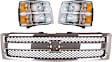 2010 Chevrolet Silverado 1500 - 3-Piece Kit Grille, Chrome Shell with Textured Black Insert,  Includes (1) Grille Assembly and (2) Headlight