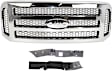 3-Piece Kit Grille Chrome Shell with Painted Gray Insert, Includes (2) Bumper Trim and (1) Grille Assembly
