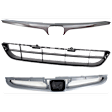 3-Piece Kit Center Grille Trim, Sedan, Japan, Mexico or USA Built Vehicle, Chrome, Primed Grille, Includes (1) Bumper Grille, (1) Grille Assembly, and (1) Grille Trim