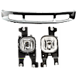 3-Piece Kit, Front Bumper, Chrome, Includes (1) Bumper and (2) Fog Light