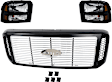 2005-2007 Ford F-250 Super Duty - 3-Piece Kit Harley-Davidson Edition Grille Painted Black Shell with Chrome Insert